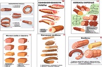Плакаты ПРОФТЕХ "Ассортимент колбасной и мясной продукции" (11 пл, винил, 70х100) - fgospostavki.ru - Сургут