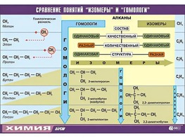 Таблица демонстрационная "Сравнение понятий изомер и гомолог" (винил 100x140) - fgospostavki.ru - Сургут